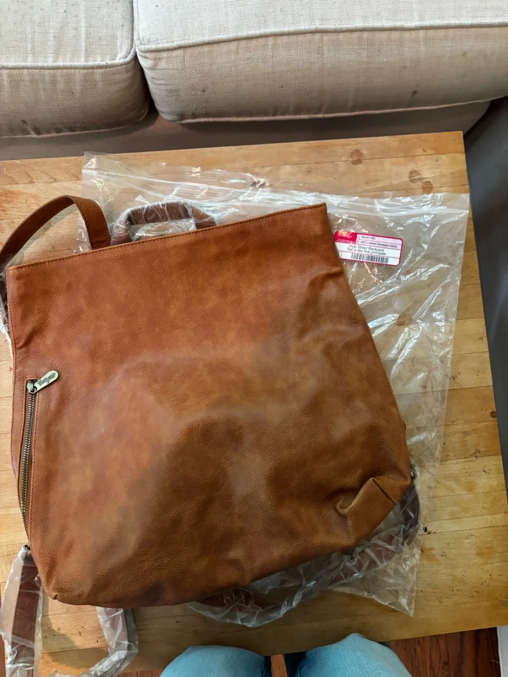 Thirty-One High Street Backpack | Caramel Distressed Pebble Faux Leather